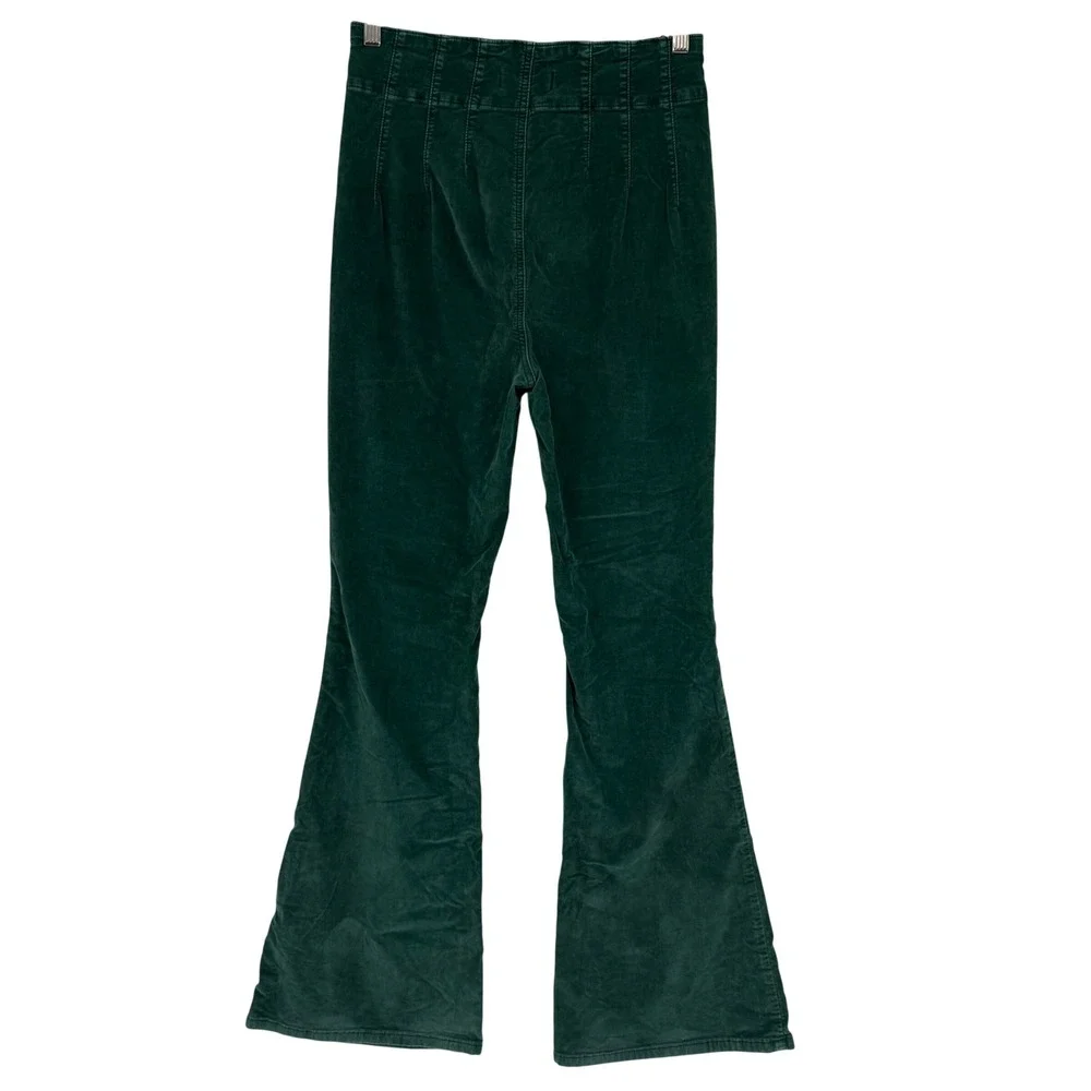 We The Free Jayde Cord Flare Jean Kelp Green Corduroy Pants Size 28 Boho